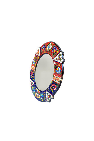 Handcrafted Tulip Patterned Oval Mirror